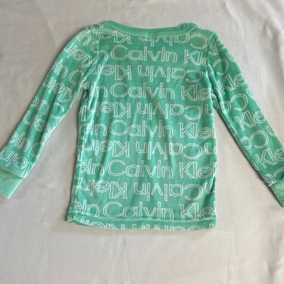 Calvin Klein - Long sleeve velour/plush sup soft Green Kids Shirt - Picture 4 of 4
